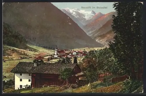 AK Neustift im Stubaital, Gesamtansicht von einen Berg aus