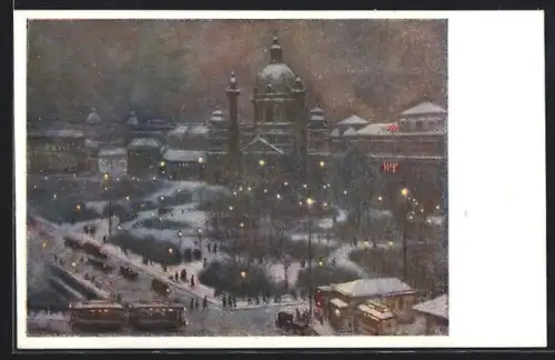 Künstler-AK Brüder Kohn (B.K.W.I) Nr. 908-1: Wien, Karlsplatz im Winter