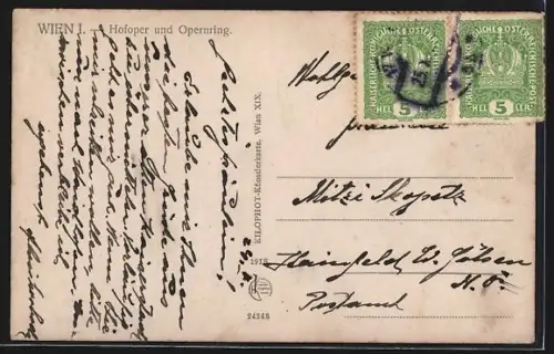 AK Wien, Hofoper und Opernring mit Strassenbahn