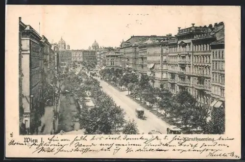 AK Wien, Kärntnerring mit Pferdebahn