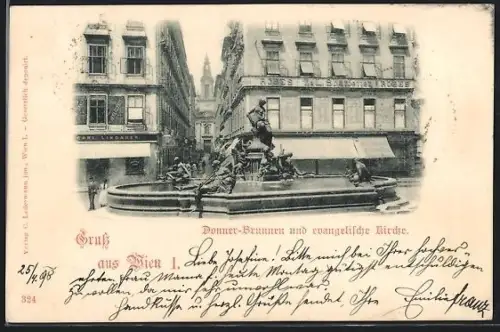 AK Wien, Donner-Brunnen und evangelische Kirche