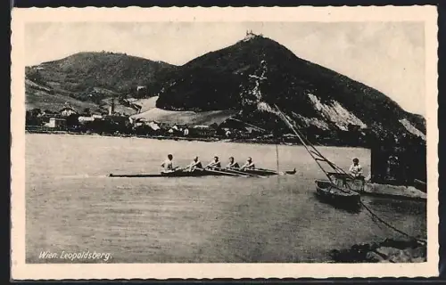AK Wien, Leopoldsberg mit Ruderboot