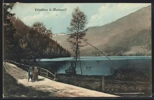 AK Mariazell, Erlaufsee mit Wanderern