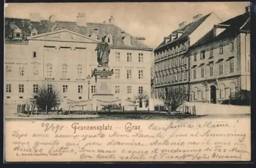 AK Graz, Denkmal auf dem Franzensplatz