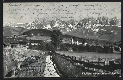 AK Kitzbühel, Teilansicht mit dem Wilden Kaiser