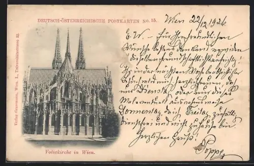 AK Wien, Votivkirche mit Strassenpartie