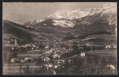AK Payerbach an der Südbahn, Ortsansicht mit der Rax