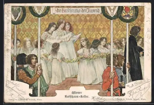 AK Wien I, Parlament, Rathauskeller, Huldigung der Jugend, Mädchenchor