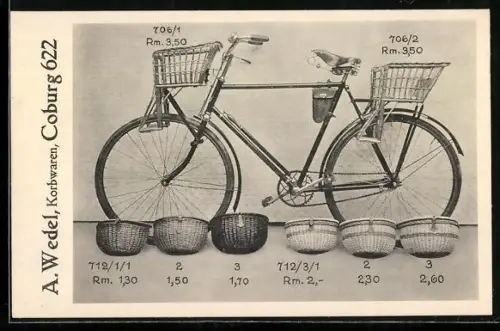 AK Coburg, Korbwaren für Fahrräder der Firma A. Wedel