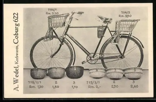AK Coburg, Korbwaren für Fahrräder der Firma A. Wedel