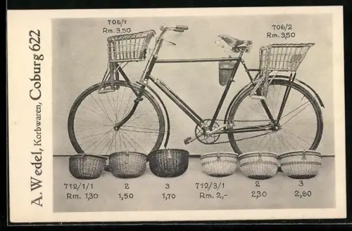 AK Coburg, Korbwaren für Fahrräder der Firma A. Wedel