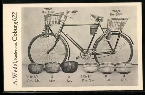 AK Coburg, Korbwaren für Fahrräder der Firma A. Wedel
