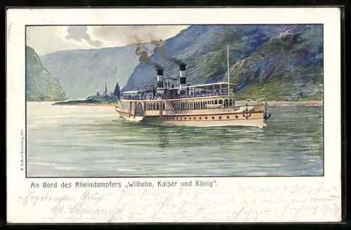 Künstler-AK Dampfer der Köln-Düsseldorf Rheindampfschiffahrt