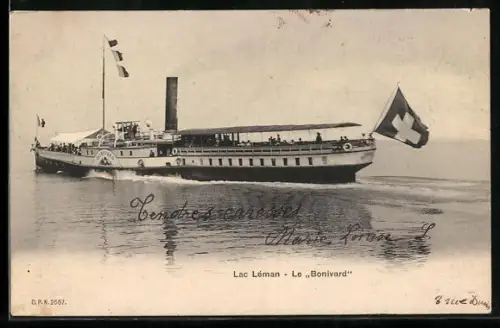 AK Lac Léman, Dampfer Bonivard in Heckansicht