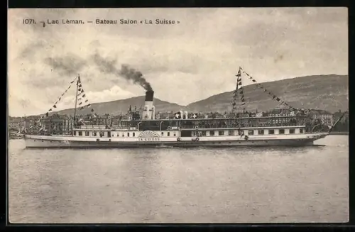 AK Lac Léman, Dampfer La Suisse in Seitenansicht