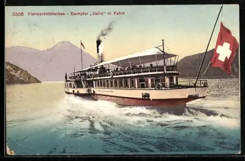 AK Dampfer Italia in Fahrt auf dem Vierwaldstättersee