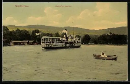 AK Wörthersee, Dampfer Neptun in Fahrt