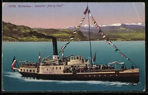 AK Dampfer König Karl in Fahrt auf dem Bodensee