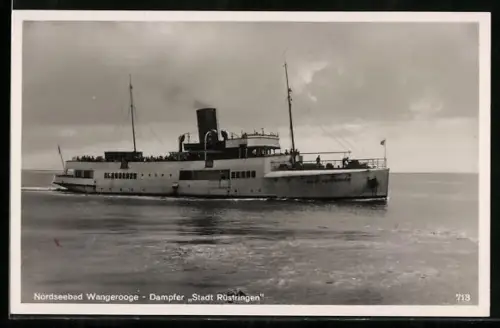 AK Wangerooge, Dampfer Stadt Rüstringen in Fahrt, Passagierschiff