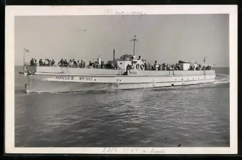 AK Fährschiff Hansa II mit Kennung WM 1902 auf der Fahrt nach Wangerooge