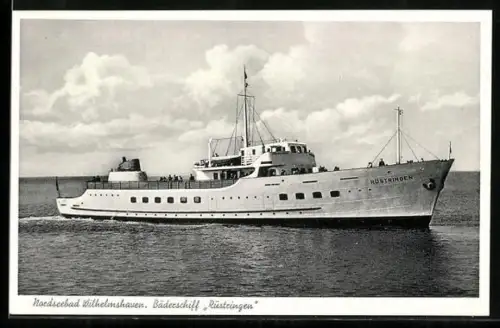 AK Wilhelmshaven, Passagierschiff Bäderschiff Rüstringen bei Fahrt über den Achtersteven