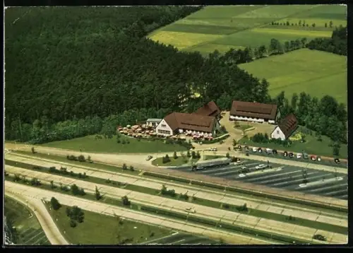 AK Gütersloh, Autobahn-Rasthaus-Hotel Gütersloh vom Flugzeug aus
