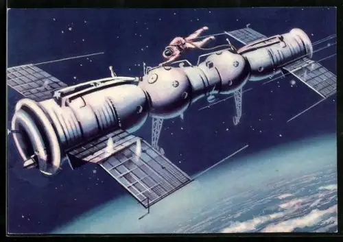 AK Kopplung der sowjetischen Raumkapseln Sojus-4 und Sojus-5 im Januar 1969