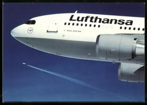 AK Flugzeug, Lufthansa Airbus A310-300 am Himmel