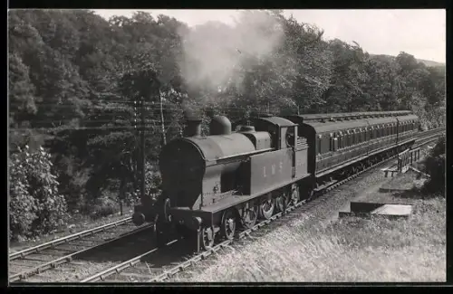 AK Britische Lokomotive Nr. 6960 der LMS mit drei Personenwaggons, englische Eisenbahn