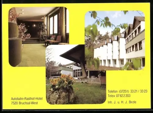 AK Bruchsal-West, Autobahn-Rasthof-Hotel, Aussen- und Innenansicht