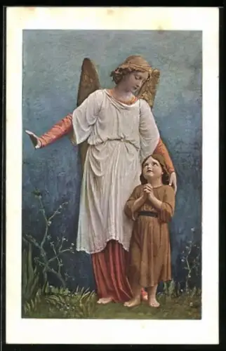 AK Schutzengel wacht über das betende Mädchen