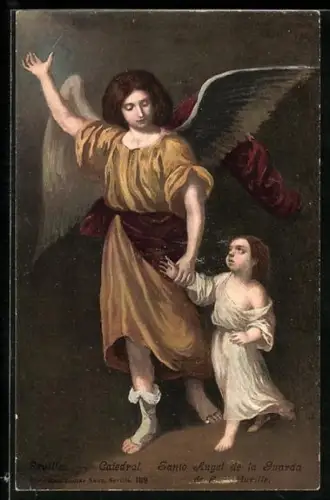 AK Schutzengel führt ein Kind an der Hand