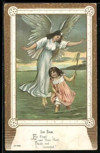 AK Schutzengel behütet Kind im See