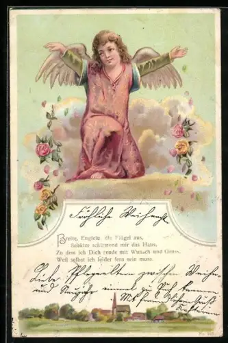 AK Weihnachtsengel lässt Rosen zu Boden fallen