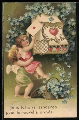 AK Kleine Englein mit einem Brief