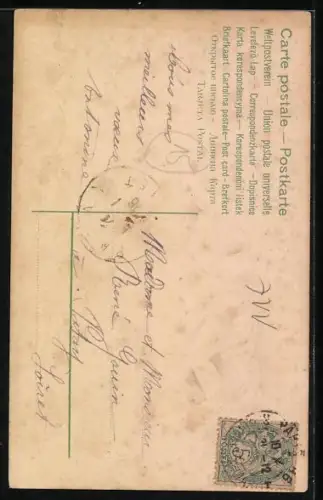 AK Kleine Englein mit einem Brief