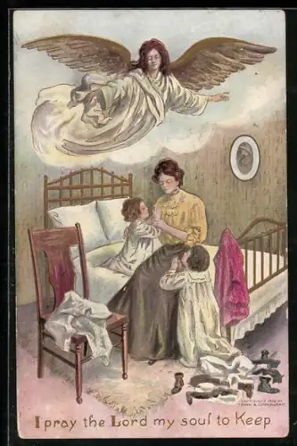 AK Schutzengel wacht über die Kinder beim Abendgebet