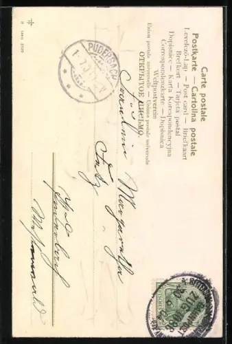 AK Mädchen im Rüschenkleid mit Kleeblättern