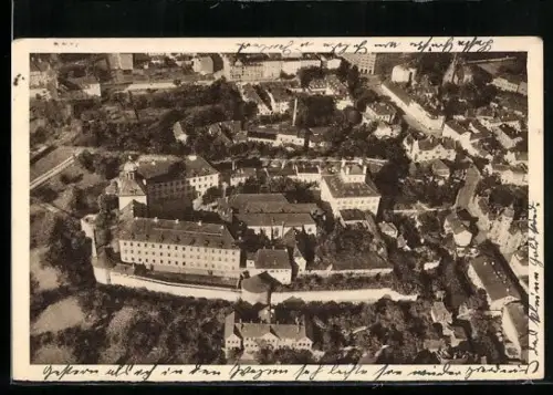 AK Zeitz a. Elster, Moritzburg aus der Luft gesehen, Ganzsache WHW Winterhilfswerk 1934/35