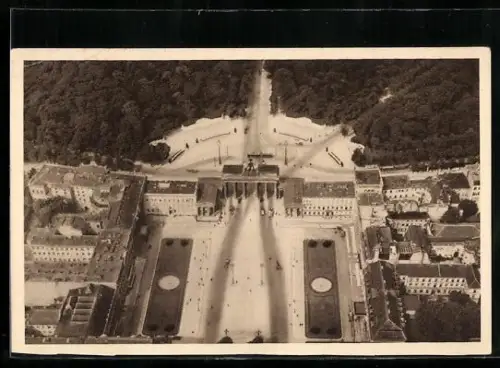 AK Berlin, Brandenburger Tor aus der Luft, Ganzsache WHW Winterhilfswerk 1934/35