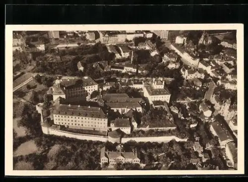AK Zeitz a. Elster, Moritzburg aus der Luft gesehen, Ganzsache WHW Winterhilfswerk 1934/35