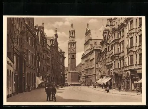 AK Augsburg, Blick zum Perlachturm, Ganzsache WHW Winterhilfswerk 1934/35