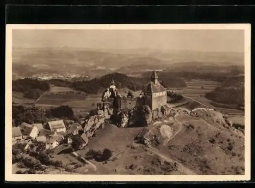 AK Hersbruck /Mfr., Blick auf Burg Hohenstein, Ganzsache WHW Winterhilfswerk 1934/35