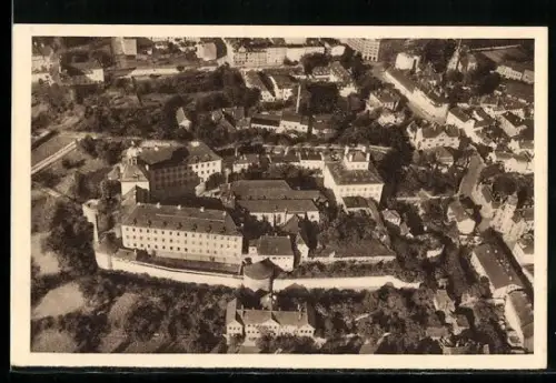 AK Zeitz a. Elster, Moritzburg aus der Luft gesehen, Ganzsache WHW Winterhilfswerk 1934/35