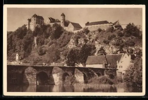 AK Harburg /Wörnitz, Blick auf die Burg, Ganzsache WHW Winterhilfswerk 1934/35