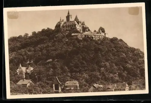 AK Wernigerode, Teilansicht mit Schloss, Ganzsache WHW Winterhilfswerk 1934 /35