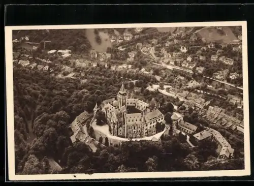 AK Wernigerode /Harz, Ortsansicht aus der Vogelschau, Ganzsache WHW Winterhilfswerk 1934/35
