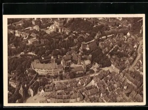 AK Nürnberg, Burg vom Flugzeug aus, Ganzsache WHW Winterhilfswerk