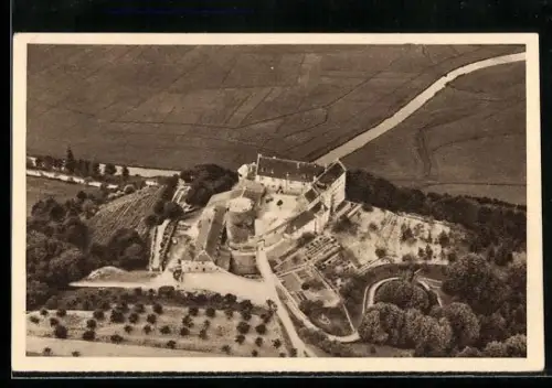 AK Hammelburg a. Saale, Burg Saaleck aus der Vogelschau, Ganzsache WHW Winterhilfswerk 1934 /35