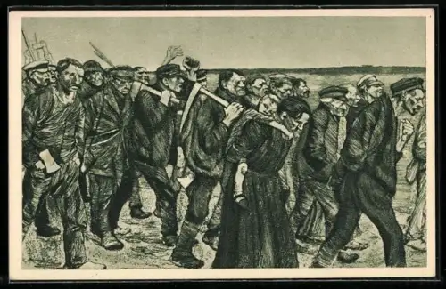 Künstler-AK 100 Jahre Deutscher Arbeiterbewegung, Weberzug von Käthe Kollwitz